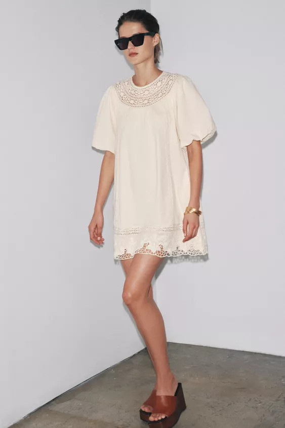 ZW COLLECTION EMBROIDERED SHORT DRESS | Zara US