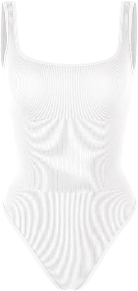 ODODOS 2 Pack Seamless Bodysuit for Women Ribbed Tank Top Sexy Sleeveless Bodysuits | Amazon (US)