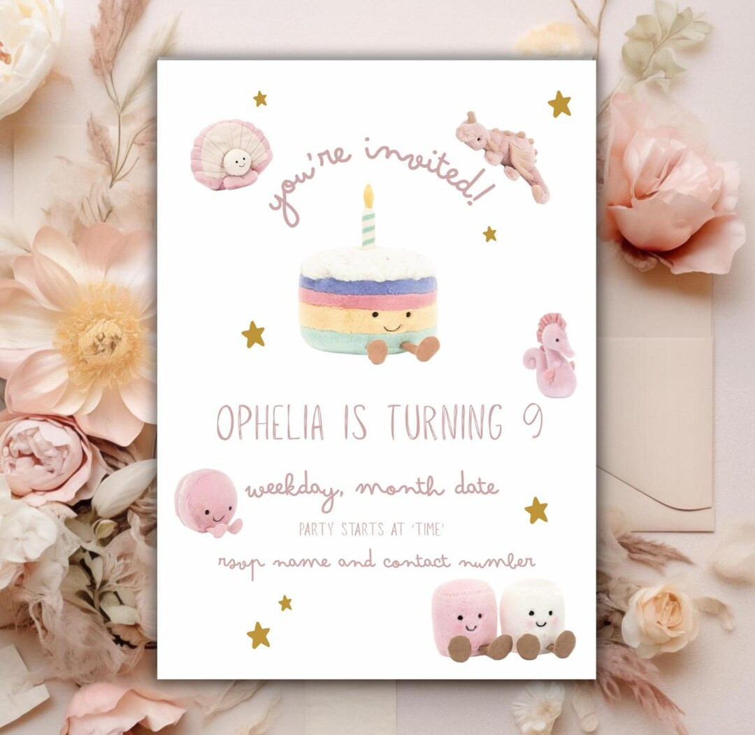 Jelly Cat Inspired 9th Birthday Invitation - Etsy | Etsy (US)