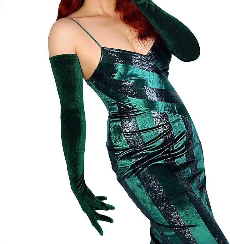 DooWay Super Long Velvet Gloves for Women Shoulder Length Stretchy 1920 Flapper Opera Party Evening  | Amazon (US)