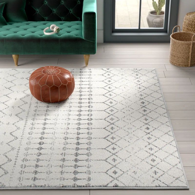 Lucienne Geometric Gray Area Rug | Wayfair North America