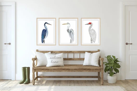 Bird Prints  Bird Set of 3 Prints  Crane Print  Blue Heron | Etsy | Etsy (US)
