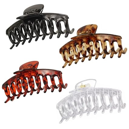 Classy Betty 4pcs Hair Claw Clips Set, 4.3" Leopard Large Hair Clips For Thick Hair, Strong Hold ... | Amazon (US)