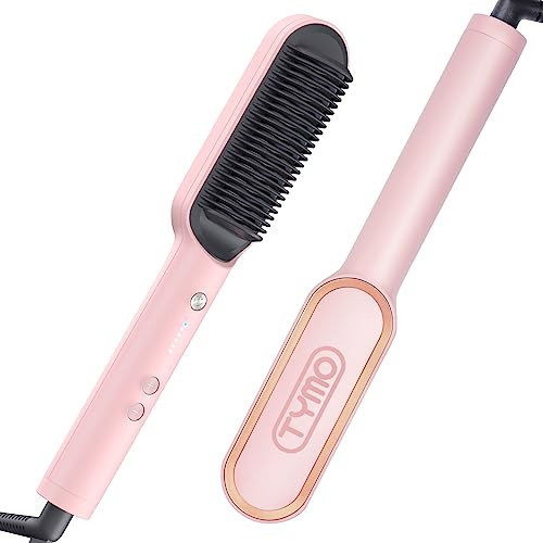 TYMO Ring Hair Straightener Brush – Hair Straightening Iron with Built-in Comb, 20s Fast Heating & 5 Temp Settings & Anti-Scald, Perfect for Professional Salon at Home, Sakura Pink | Amazon (US)