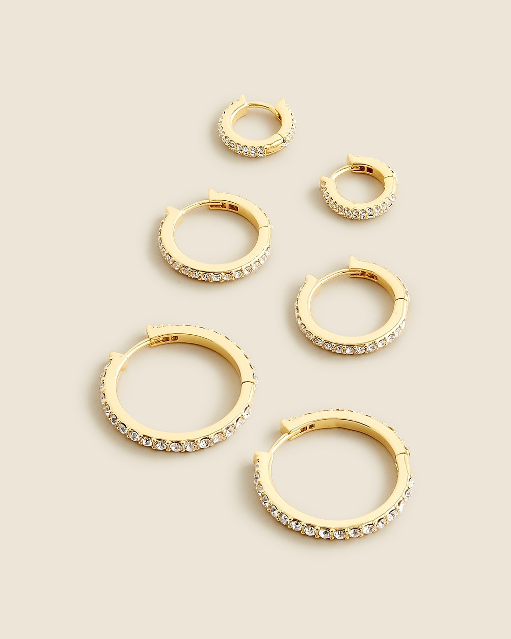 Pavé hoop earrings set-of-three | J. Crew US