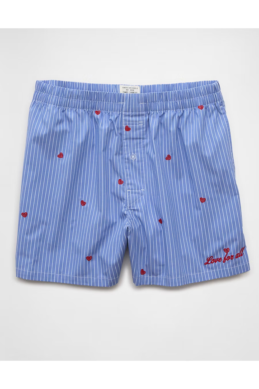 AEO Men's Striped Hearts Poplin Pocket Boxer Short Men's Blue XXXL | American Eagle Outfitters (US & CA)