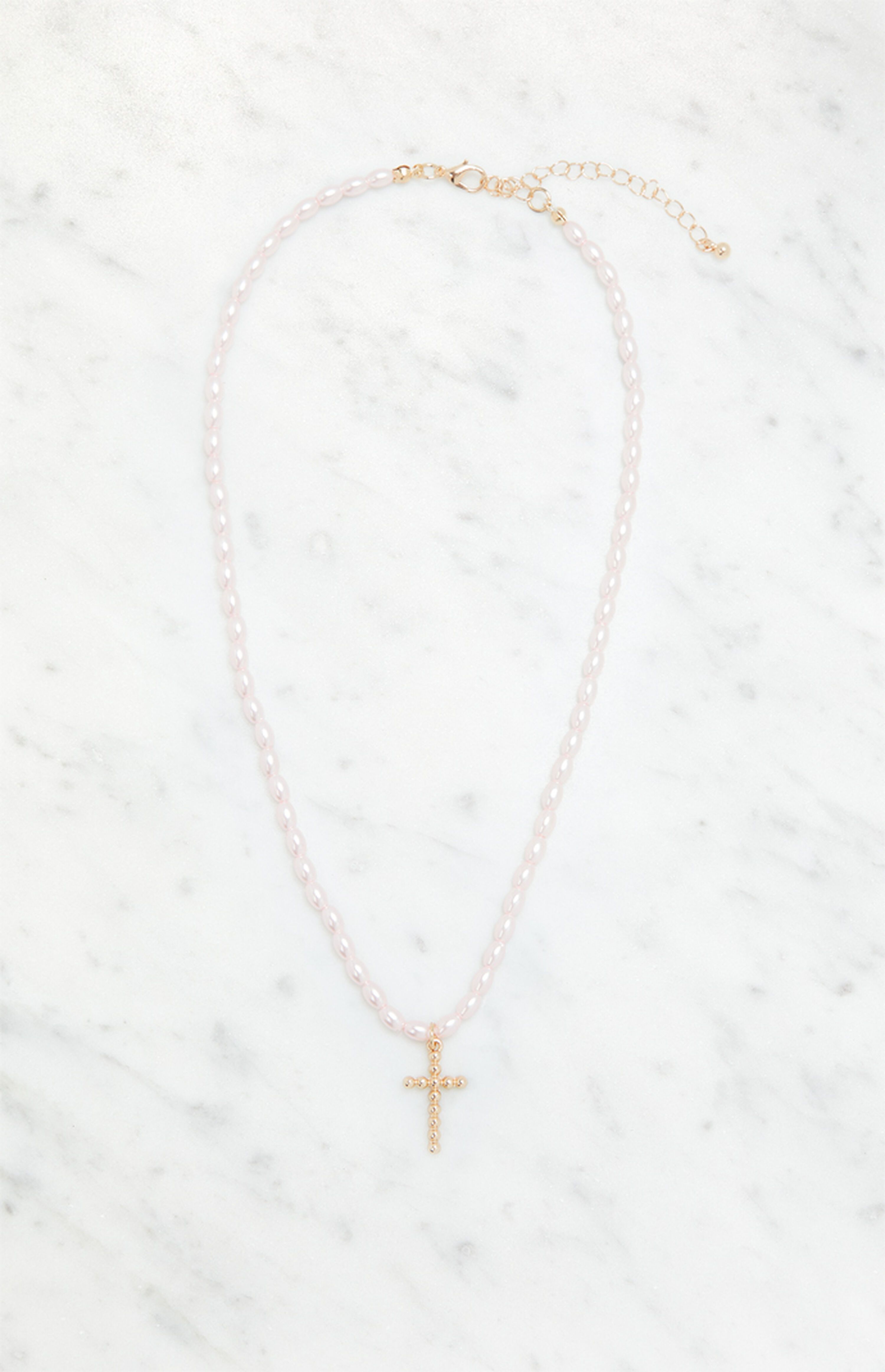 LA Hearts Pearl Cross Necklace | PacSun