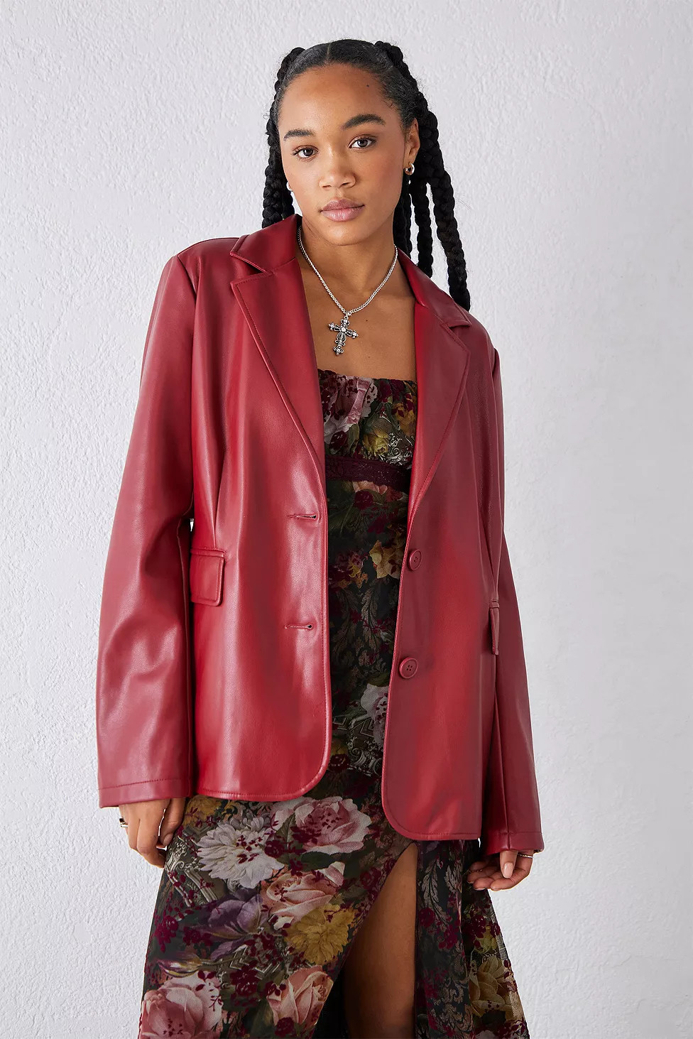 UO Recycled Faux Leather Blazer | Urban Outfitters (EU)