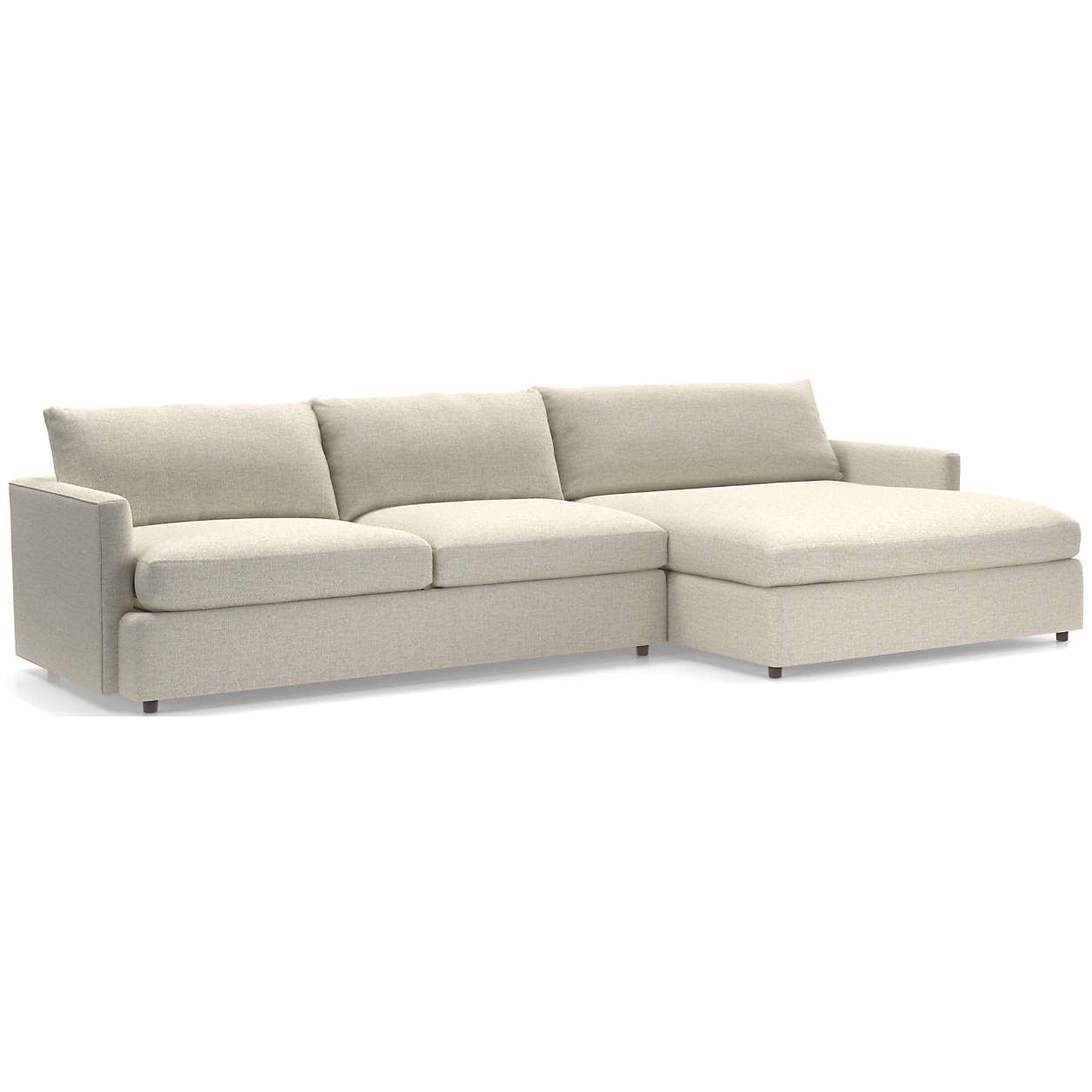 Lounge II Petite 2-Piece Right Arm Double Chaise Sectional Sofa + Reviews | Crate and Barrel | Crate & Barrel