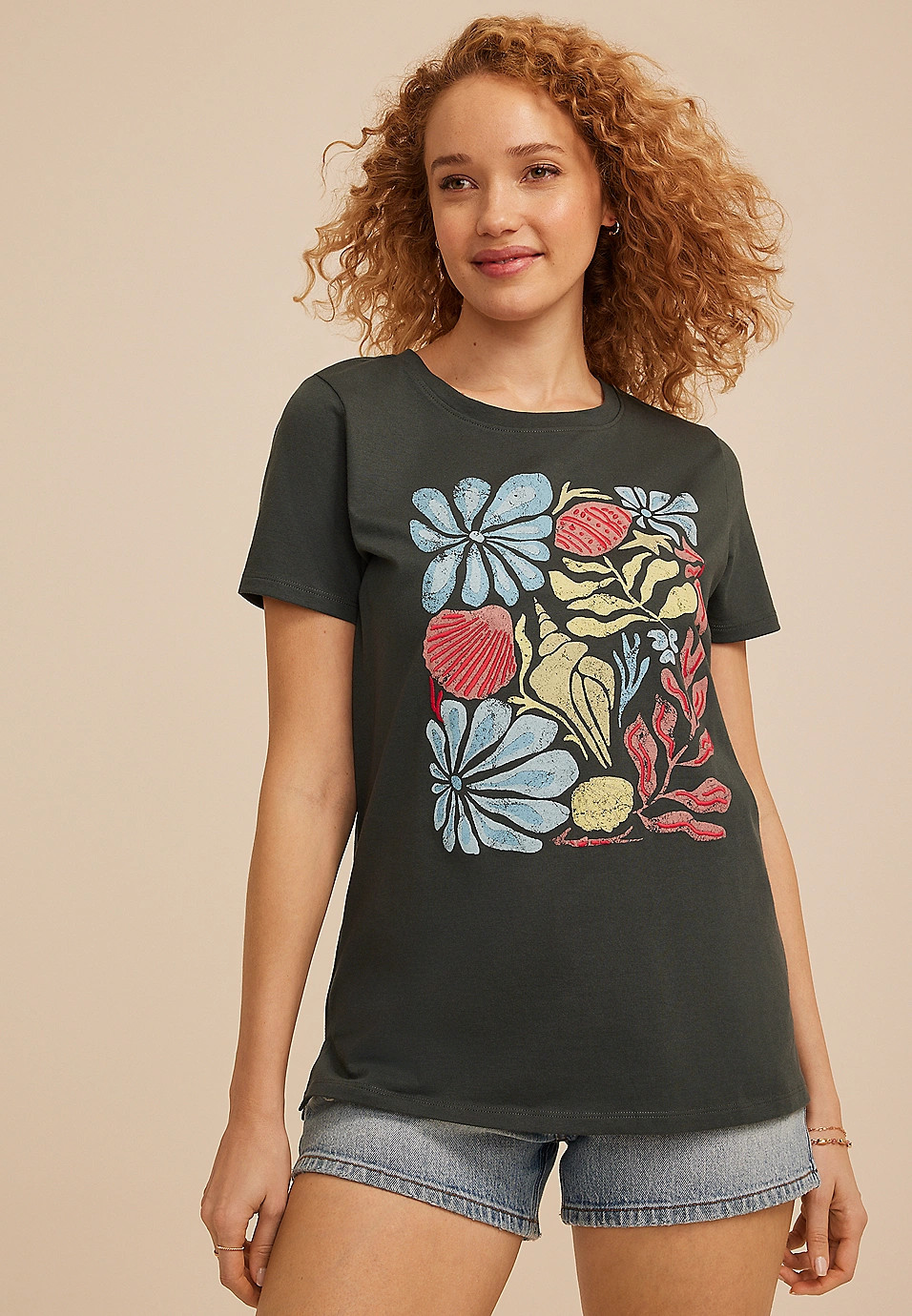 Floral Seashell Classic Fit Graphic Tee | Maurices