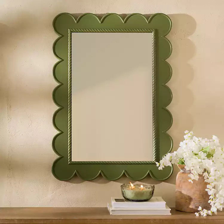 New! Green Scalloped Samantha Wall Mirror | Kirklands
