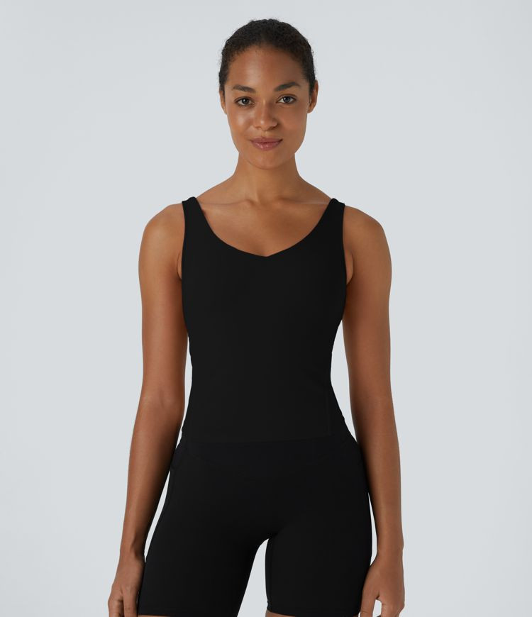 Women’s Softlyzero™ Plush Padded V Neck Plain Tank Top - Halara | HALARA