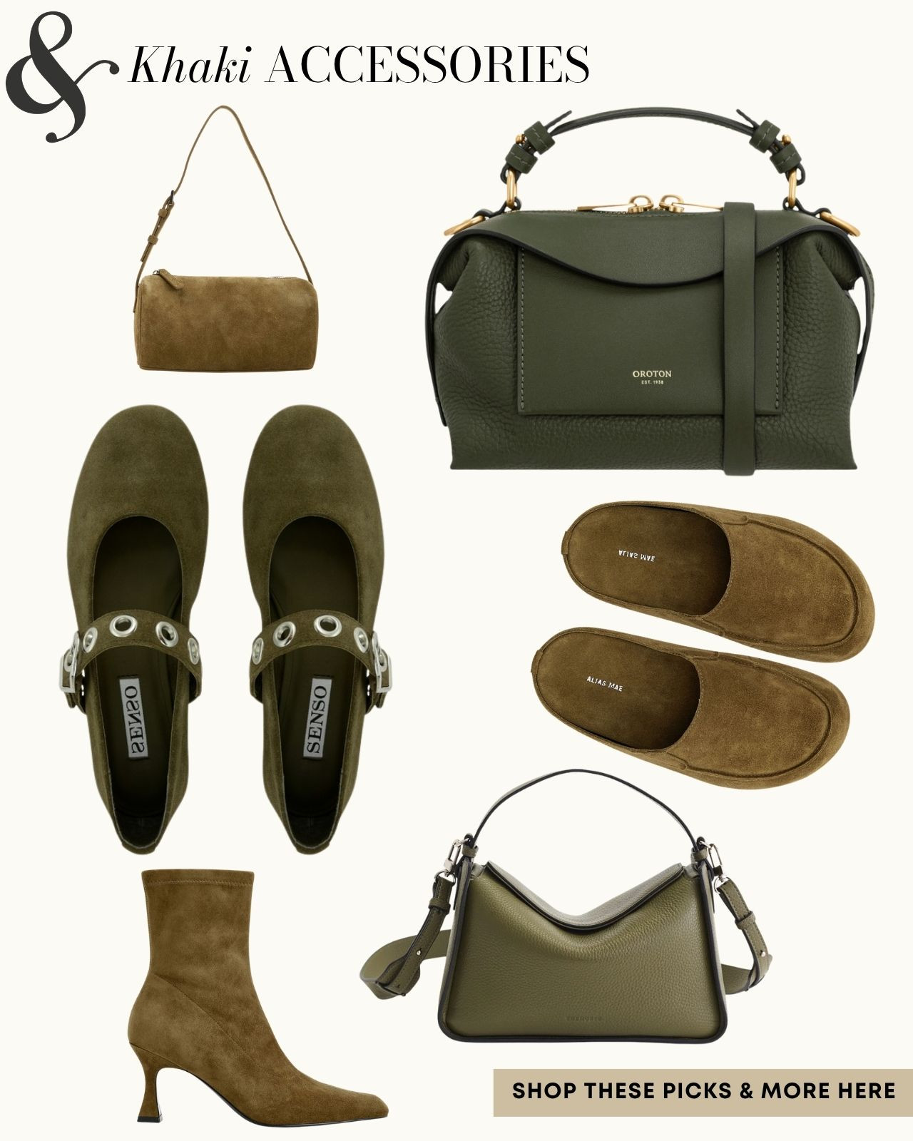 Stop buying random accessories and do this instead 👇🏻

Most great outfits are let down by random accessories...

Rather than shopping randomly for whatever catches your eye, go for curated 'accessory families' by matching colour & tone across your accessories.

I recommend every woman curate 2-3 key tonal accessory families to help keep dressing effortless AND polished.

These are my top colour picks for Winter 2026, and I've curated all my top picks ✨

Khaki Accessories 💚 

 #LTKaustralia #LTKwinter #LTKstyletip