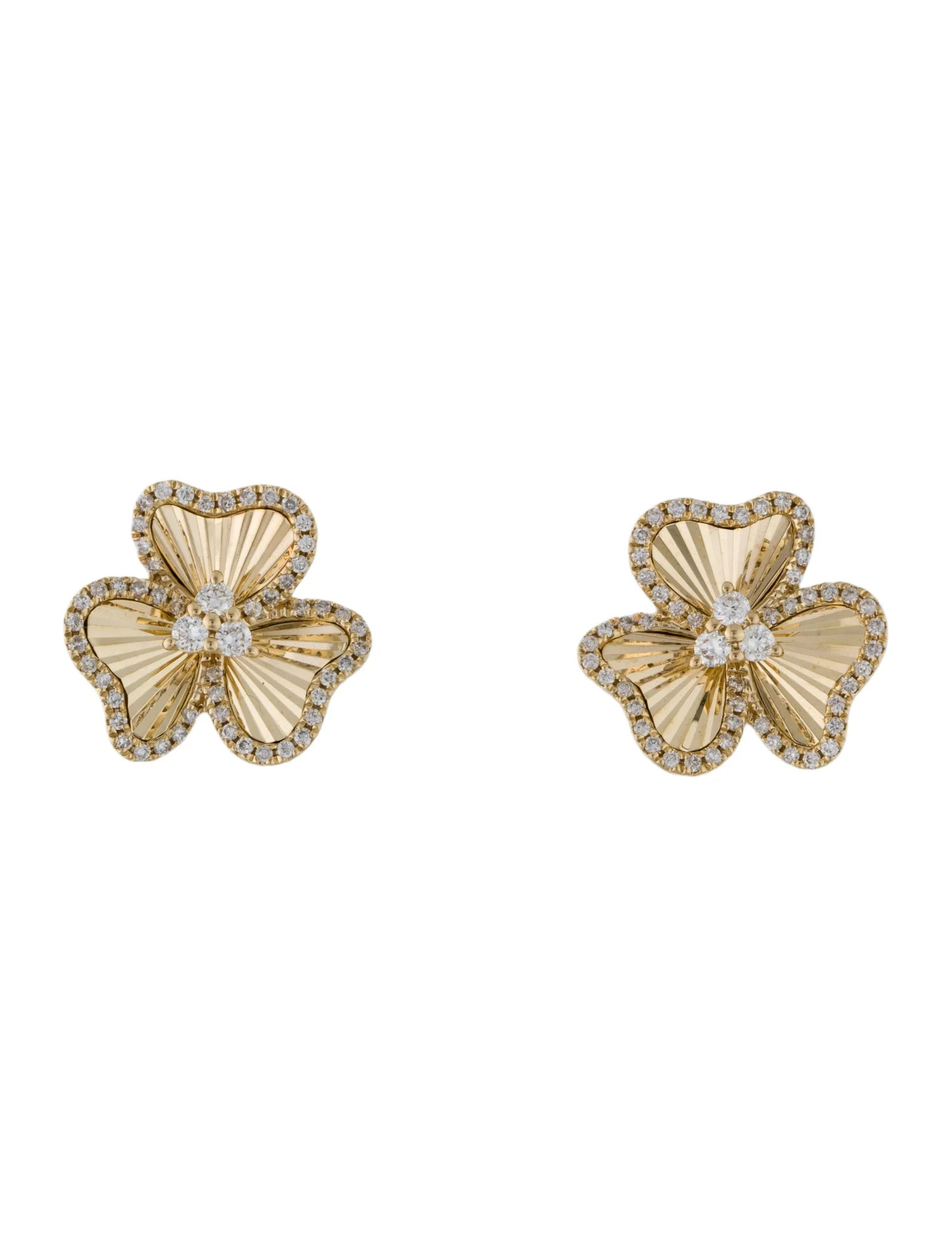 Earrings 14K Diamond Flower Stud Earrings w/ Tags - Stud, Earrings - EARRI365789 | The RealReal | The RealReal