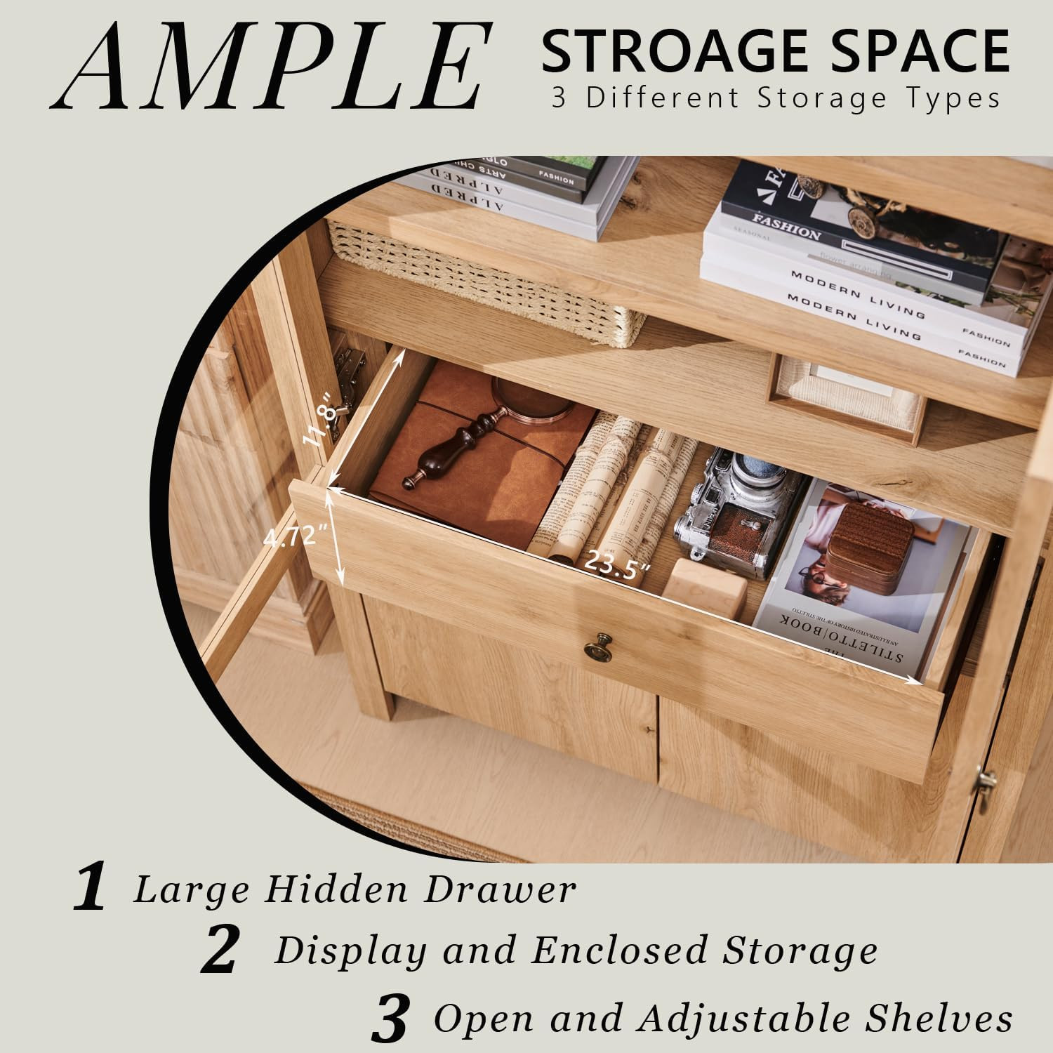 71” Tall Arched Bookshelf, Modern Farmhouse Bookcase w/ Open & Adjustable Shelf, Wooden Display... | Amazon (US)