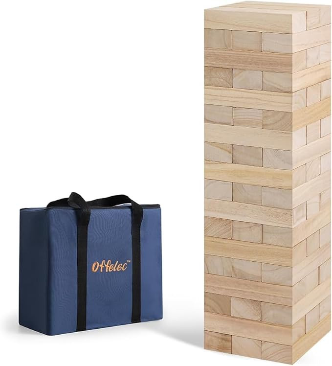 Giant Tumbling Tower Game with Carry Bag - 54 Jumbo Wooden Stacking Blocks for Indoor Outdoor Yar... | Amazon (US)