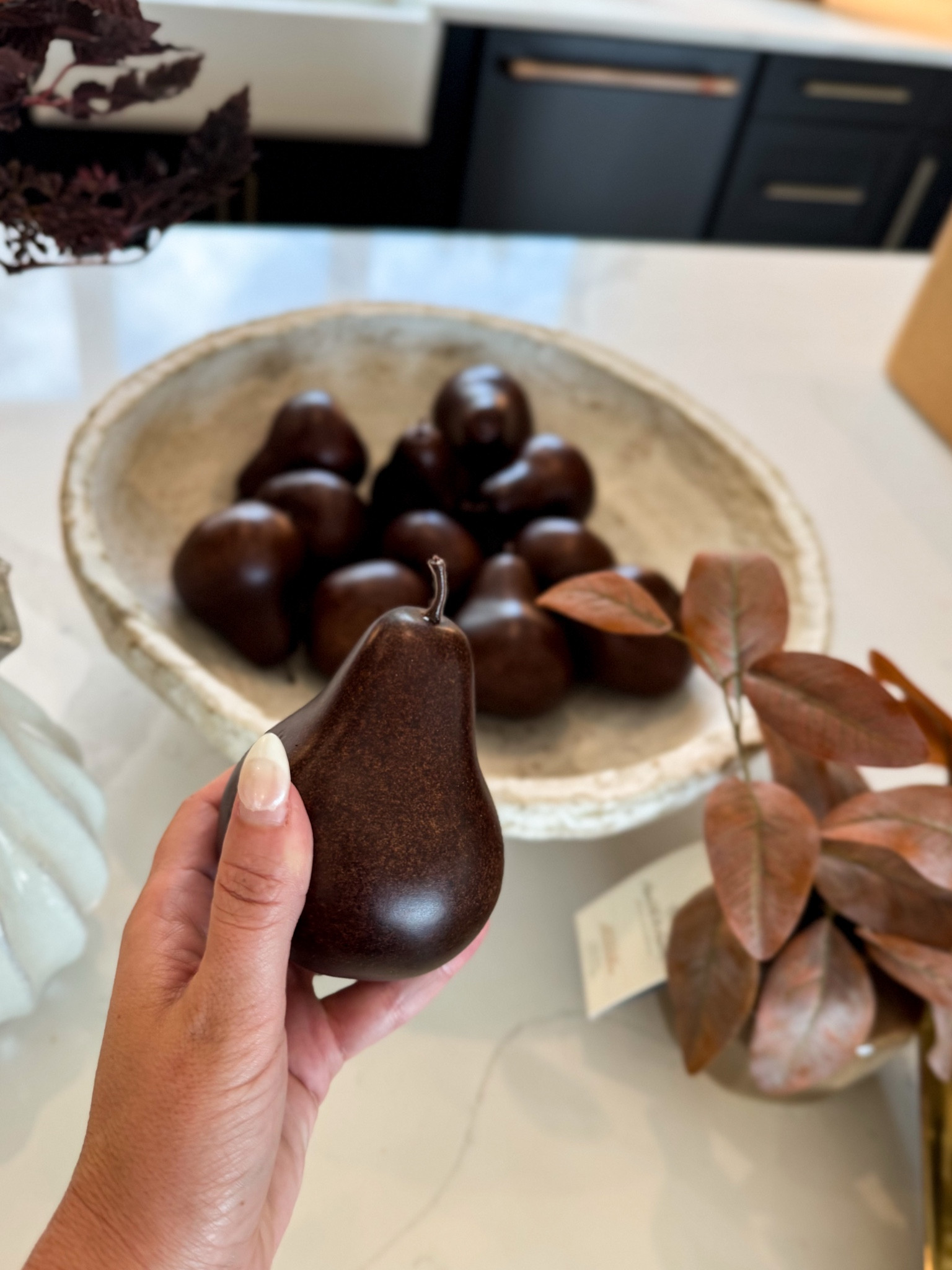 These faux pears from Amazon are everything. The deep brown tone is perfect for fall and looks so luxe in this neutral bowl. I styled them on our kitchen counter, but they’d also be beautiful on a dining table or sideboard.


#LTKSeasonal #LTKHome #LTKSaleAlert