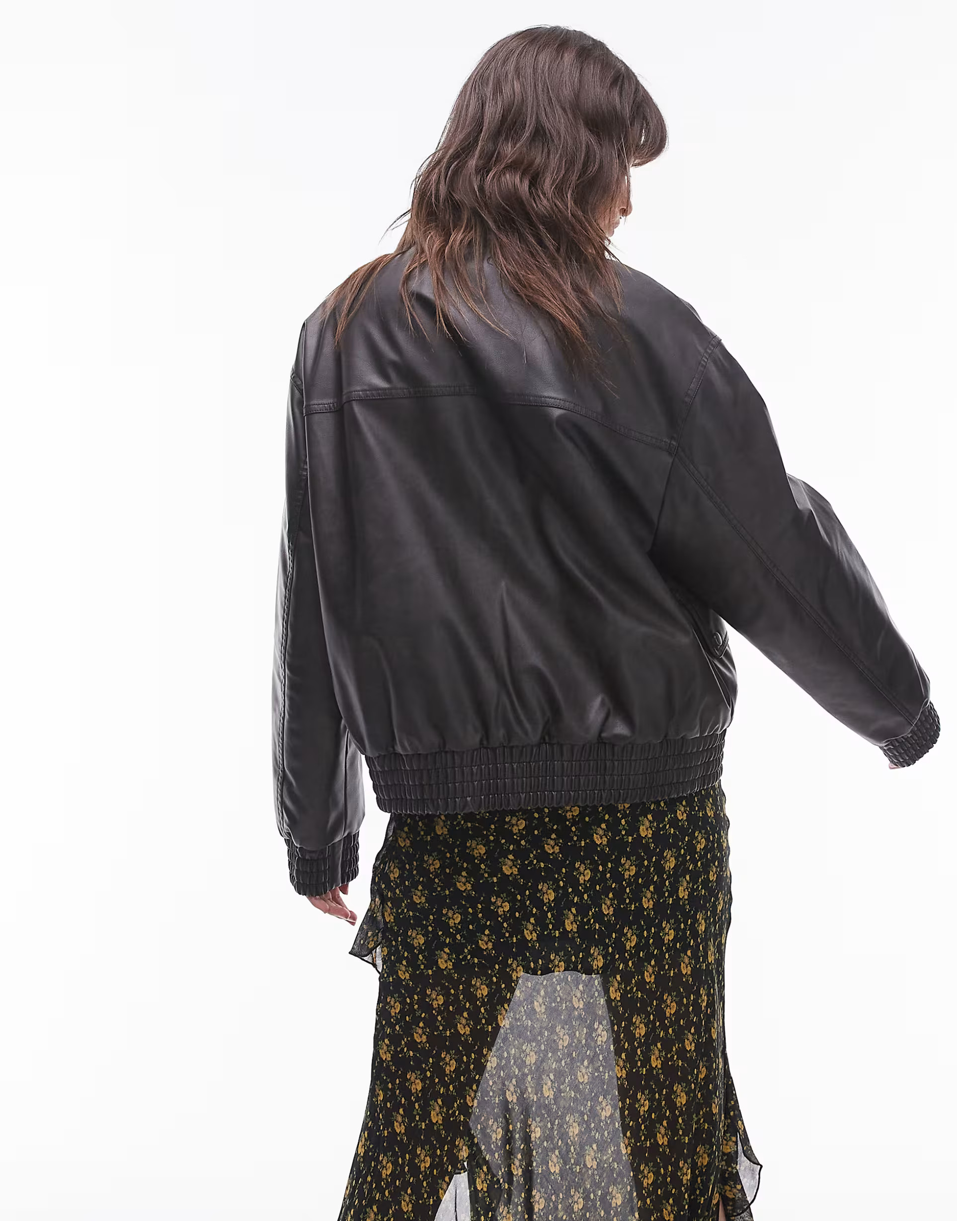 Topshop faux leather oversized bomber jacket in black | ASOS (Global)