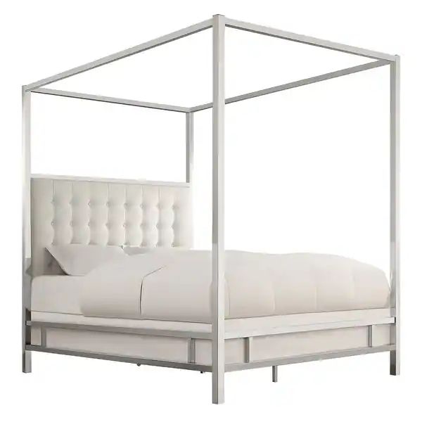 Solivita King-size Canopy Chrome Metal Poster Bed by iNSPIRE Q Bold - Overstock - 9378478 | Bed Bath & Beyond