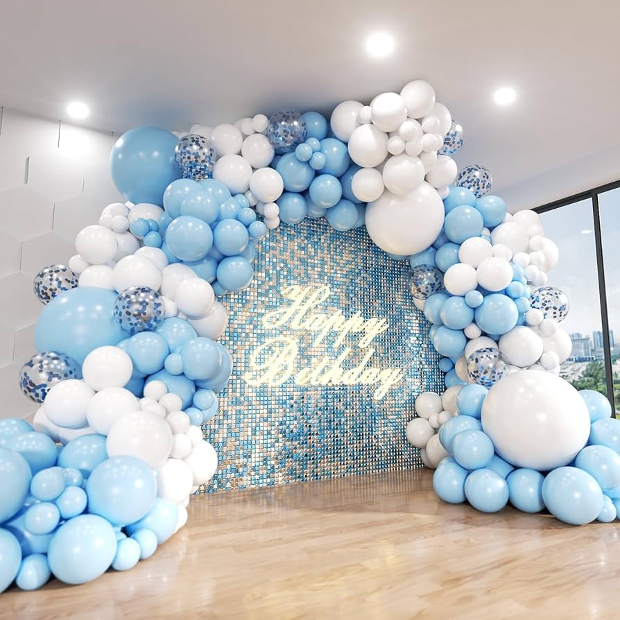 Blue and White Balloon Arch Kit, ADOINBY 140Pcs Pastel Light Blue and White Balloon Garland kit, ... | Amazon (US)