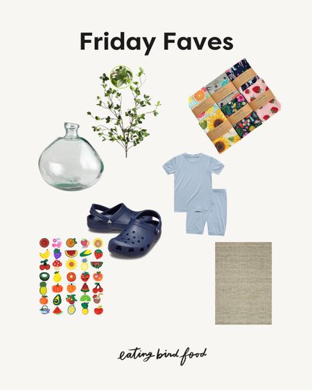 Friday Faves! Here are my most requested links from this week. 🩷
1️⃣ Loving this set on my dining room table. They make the perfect centerpiece. 
2️⃣ These Kyte Baby dupe pajamas are super soft and cozy. 
3️⃣ This kitchen rug is super durable and perfect for high traffic areas. 
4️⃣ I love these customizable napkins for Liv’s lunchbox. 
5️⃣ Obsessed with these fruit charms for Liv’s crocs    

#LTKbaby #LTKhome #LTKkids
