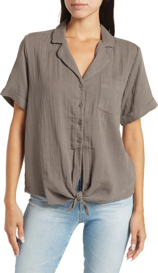 French Connection Tatus Short Sleeve Tie Front Top | Nordstromrack | Nordstrom Rack