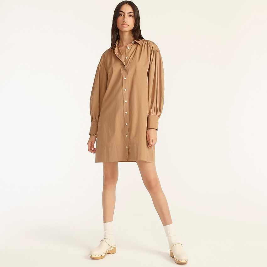 Puff-sleeve cotton poplin mini shirtdress | J. Crew US