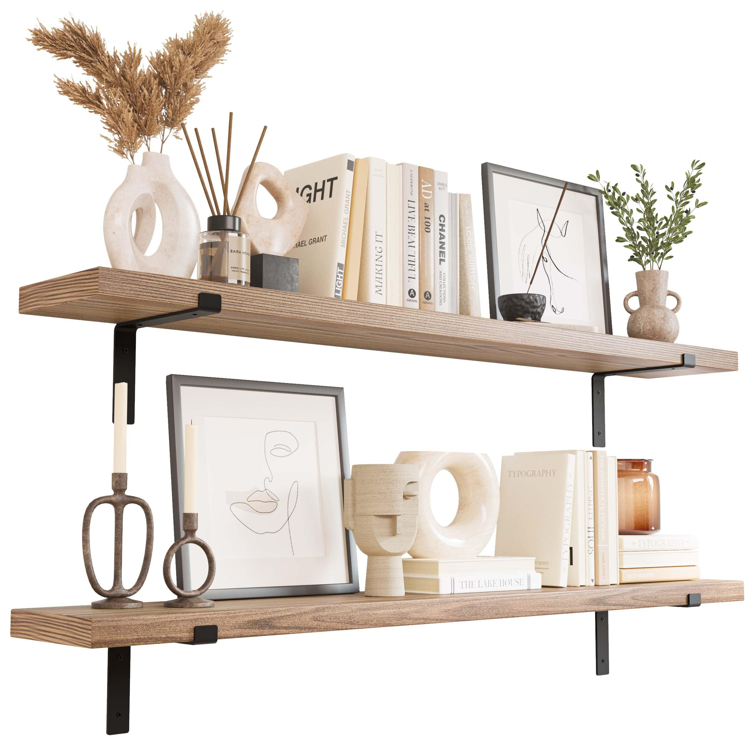 Amazon.com: Wallniture Menton 60 inch Long x 9.25 inch deep Floating Shelves for Wall Storage Boo... | Amazon (US)