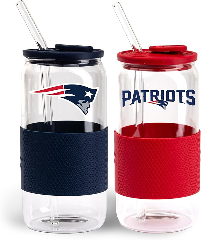 The Memory Company | Licensed NFL 2-Pack Glasses with Silicone Grip and Lid, with Straw | Amazon (US)