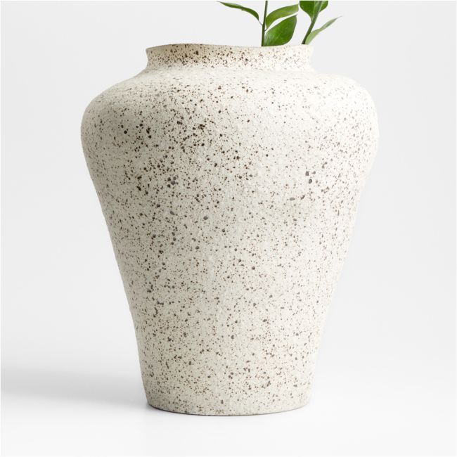 Poe White Volcanic Glaze Vase 16 | Crate & Barrel