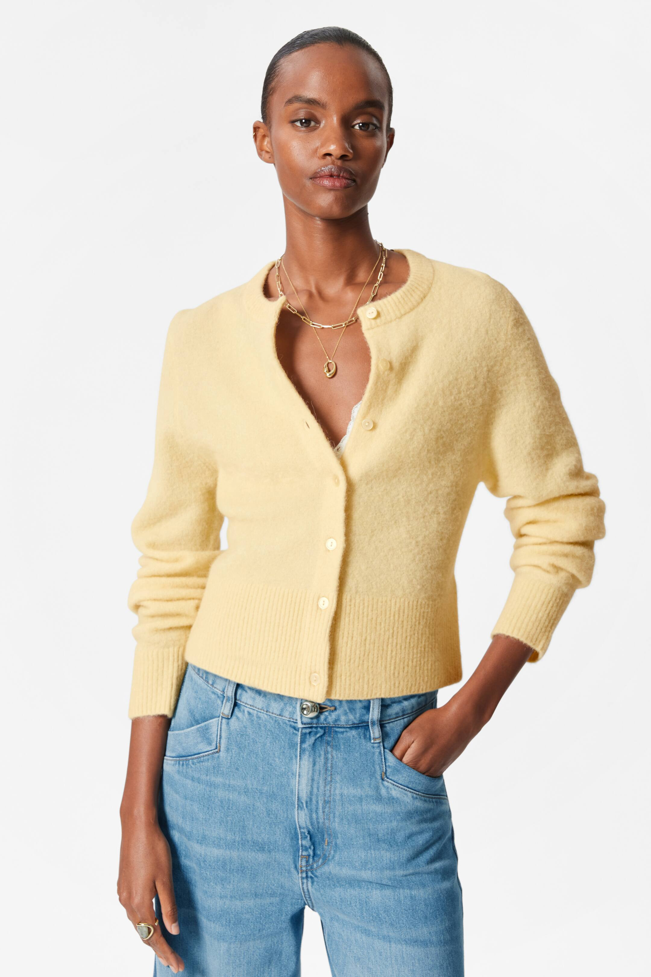 Alpaca-Blend Knit Cardigan - Light Yellow - Ladies | H&M GB | H&M (UK, MY, IN, SG, PH, TW, HK)