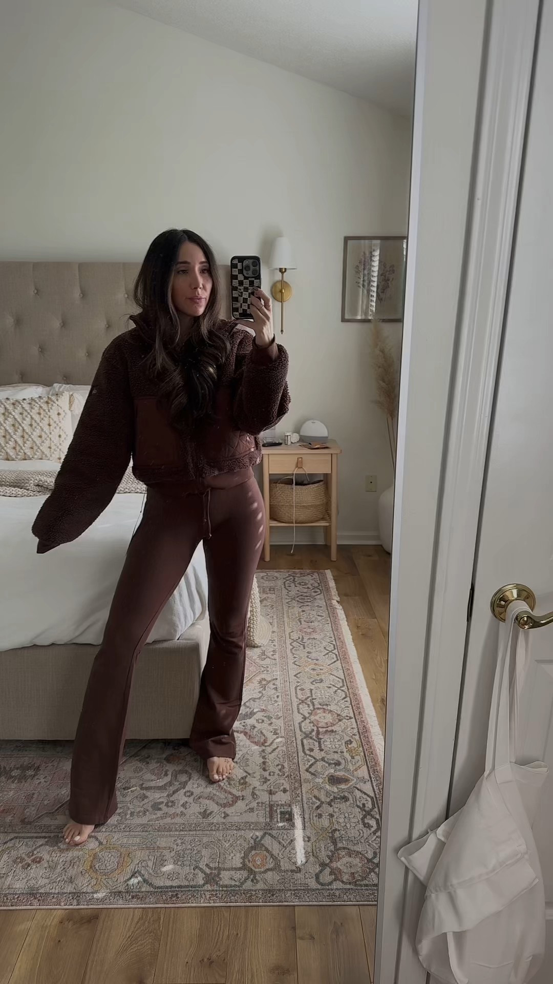 Alo. Coco jacket. Brown flare pants. Alo yoga. Sherpa bomber. Alo pants. Lounge. Matching set. 

#LTKCyberWeek #LTKGiftGuide #LTKootd