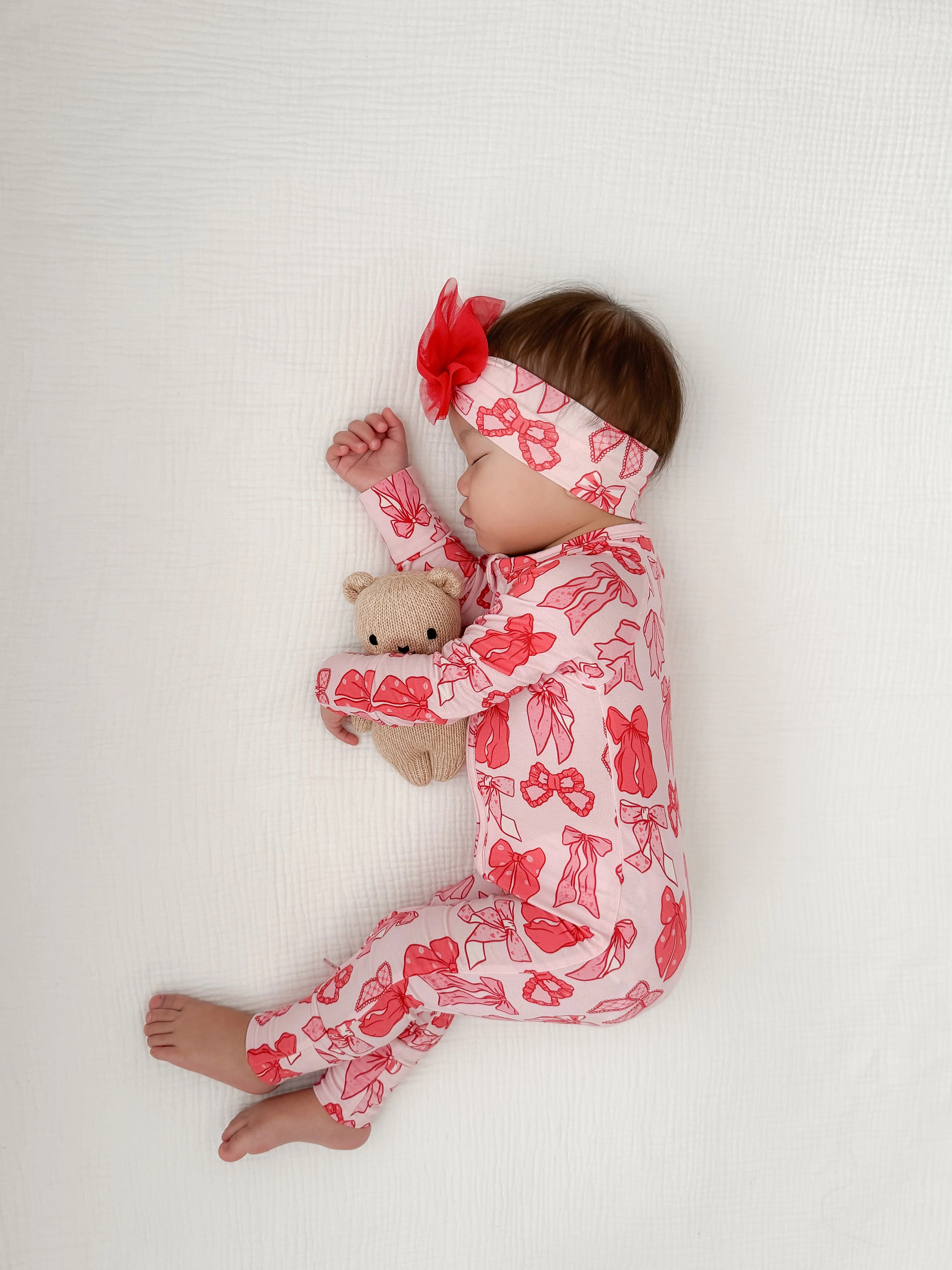 Valentine's Bow Zipper Romper | In My Jammers