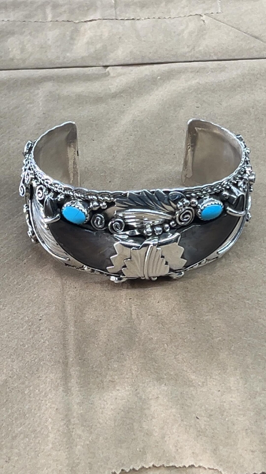 Native American Navajo Handmade Turquoise Sterling Silver Bear Traditional Bracelet/ Cuff -george... | Etsy (US)