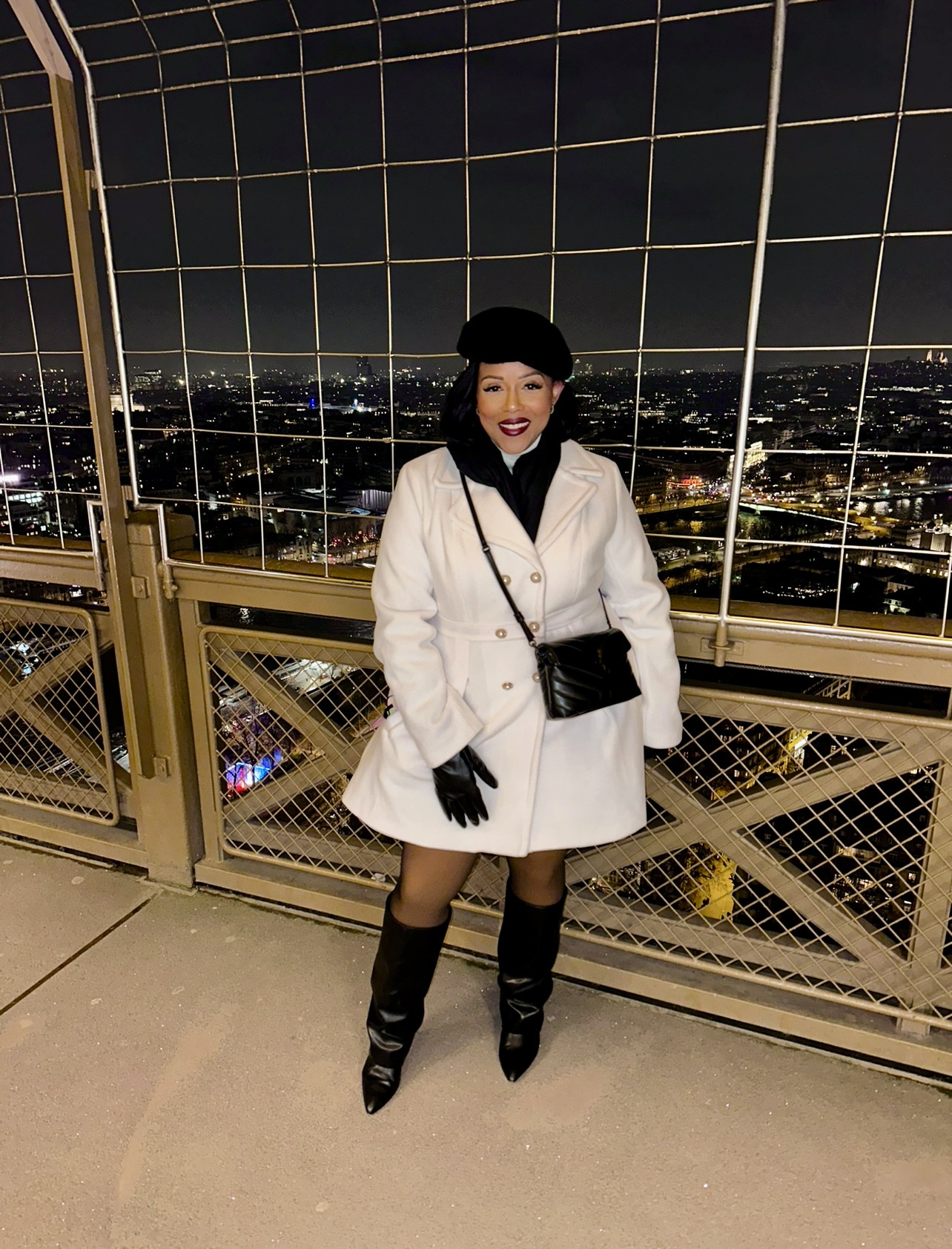 Standing in the Eiffel Tower ❤️✨ obsessed with this view and very warm outfit. It was so cold! Went in Feb so had to get creative with my outfit

Wearing fleece lined turtleneck and leggings. Gloves and scarf 🖤 #paris #eiffeltower #plussize 

#LTKPlusSize #LTKdayinmylife #LTKStyleTip
