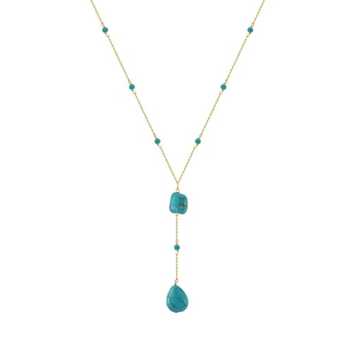 Turquoise Y Necklace Vintage 925 Sterling Silver Drop Gemstone Necklace for Women Gift | Amazon (US)