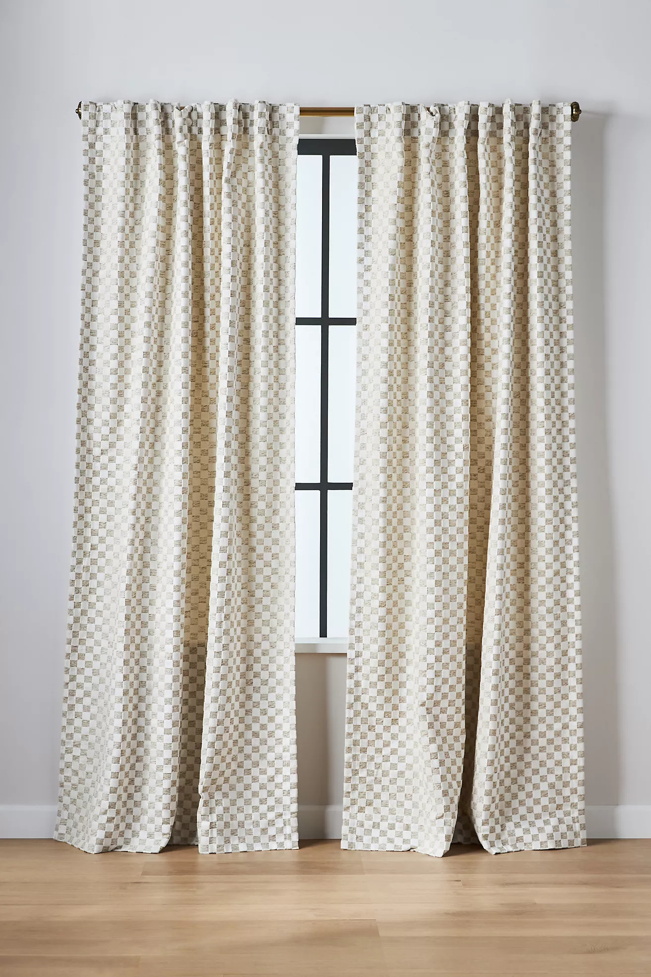 Carmine Woven Checkered Curtain | Anthropologie (US)