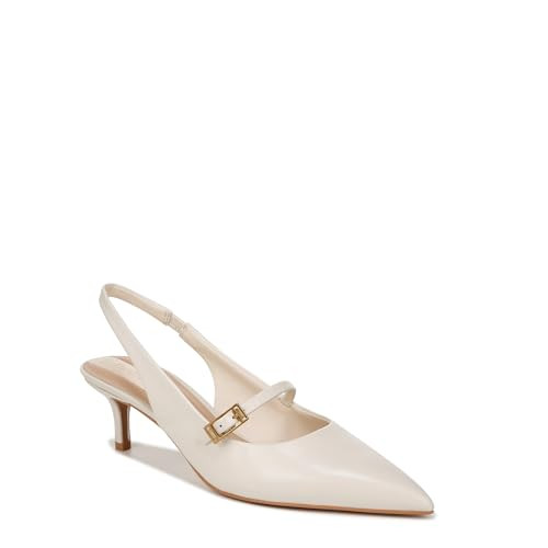 Franco Sarto Womens Khloe Pointed Toe Slingback Kitten Heel Panna White Leather 7.5 M | Amazon (US)