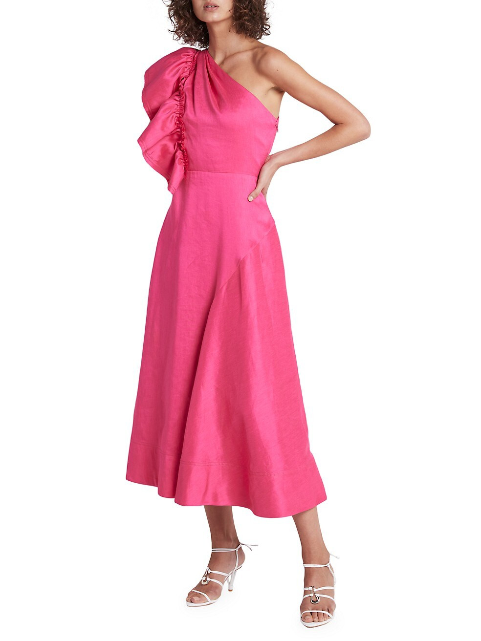 Sculptura Bonjour Asymmetric Linen-Blend Midi-Dress | Saks Fifth Avenue