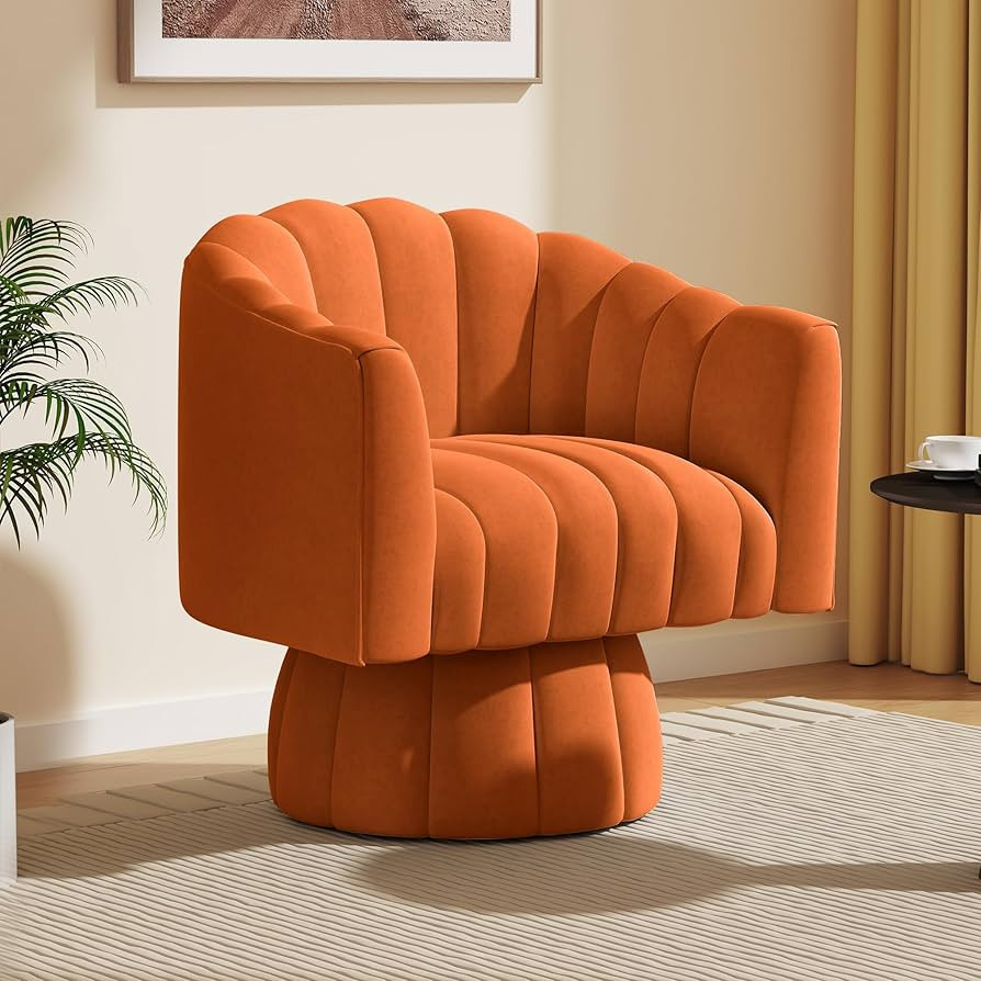 Accent Chair Mid Century 360 Degree Swivel Chair,Modern Lounge Sofa Round Barrel Chair with Wide ... | Amazon (US)