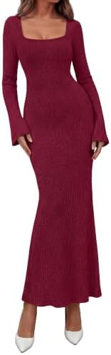 PRETTYGARDEN Women's Fall Long Sleeve Maxi Bodycon Dresses | Amazon (US)