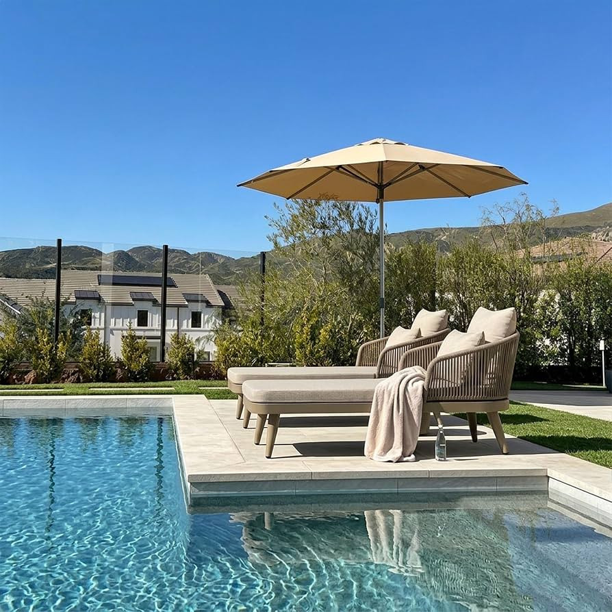 PURPLE LEAF Outdoor Chaise Lounge 2 Pieces with Loose Cushion, Champagne | Amazon (US)