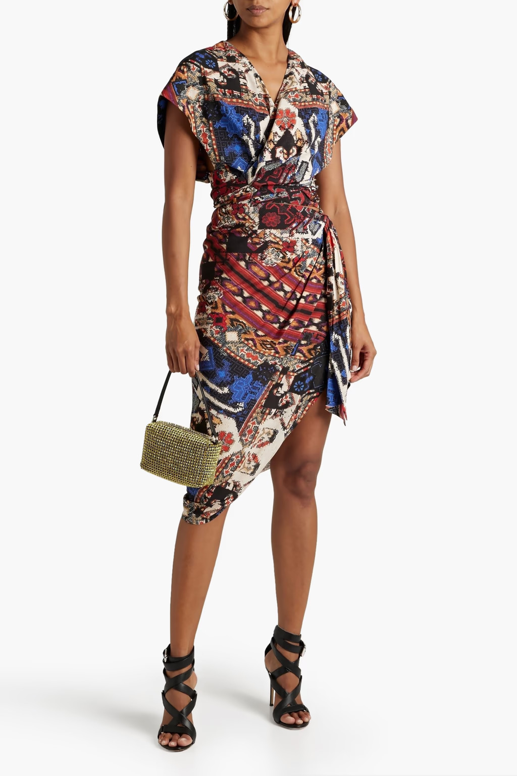 Cropped printed crepe de chine wrap top | The Outnet (US and CA)