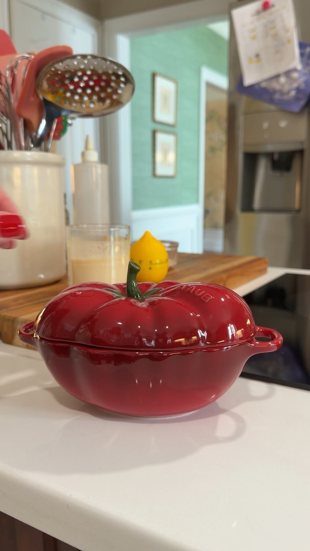 🍅 If there’s one thing about me… being Italian, I had to have the tomato Dutch oven. 🇮🇹❤️

This little ceramic piece is equal parts kitchen decor and functional serveware, and honestly it makes me smile every time I see it sitting on the counter. The glossy tomato shape feels so charming and collected — like something straight out of an Italian countryside kitchen.

Perfect for dips, baked brie, pasta sides, or simply styled on the counter with a cutting board and candles for that cozy European kitchen feel.

Linked because she was too cute to leave behind. 🍅✨

#LTKfoodie #LTKHome