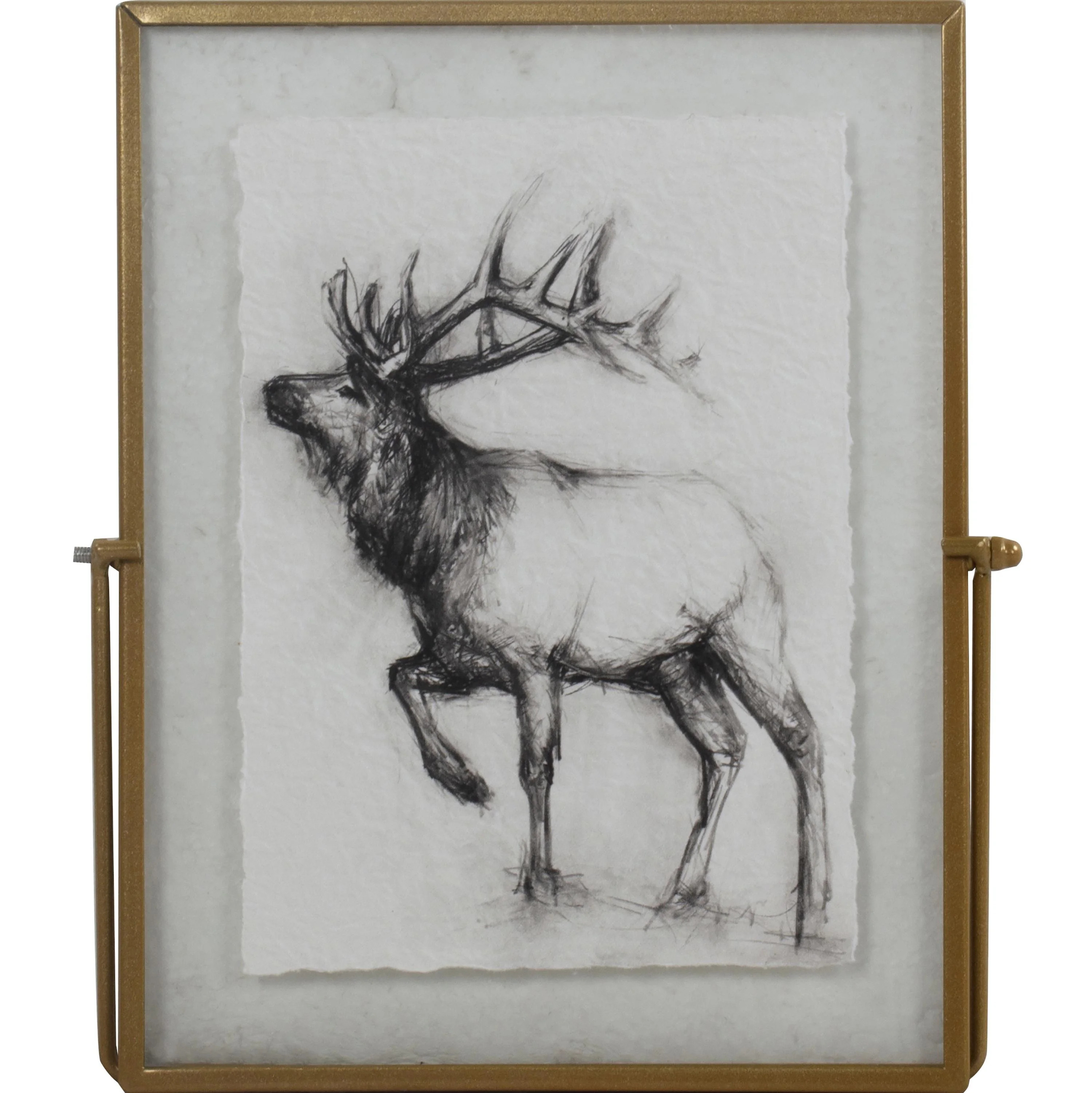 Rustic Reindeer Sketch with Metal Easel Tabletop Decor, 7 in x 9 in, by Holiday Time | Walmart (US)