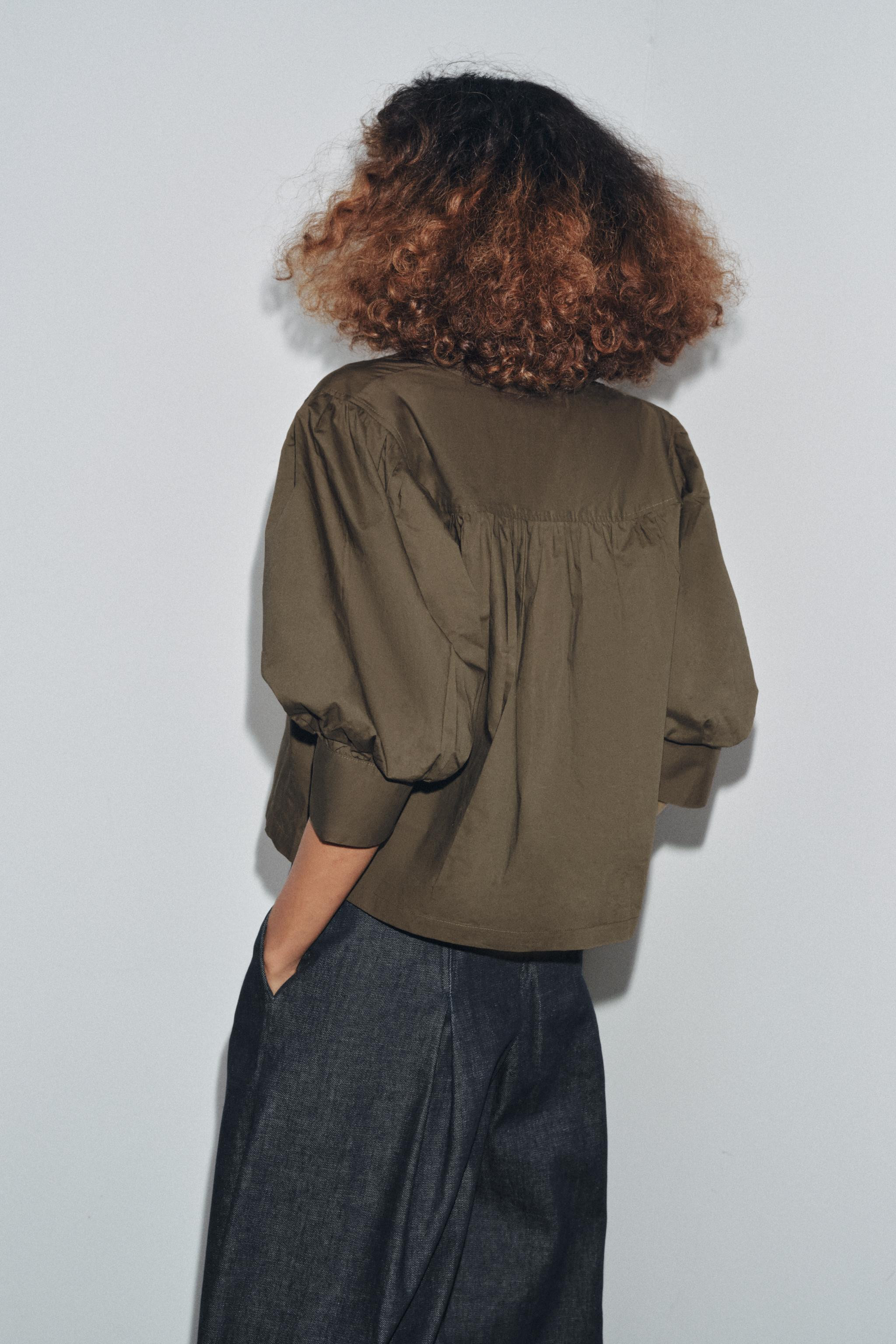 ZW COLLECTION POPLIN BALLOON SLEEVE SHIRT | Zara US