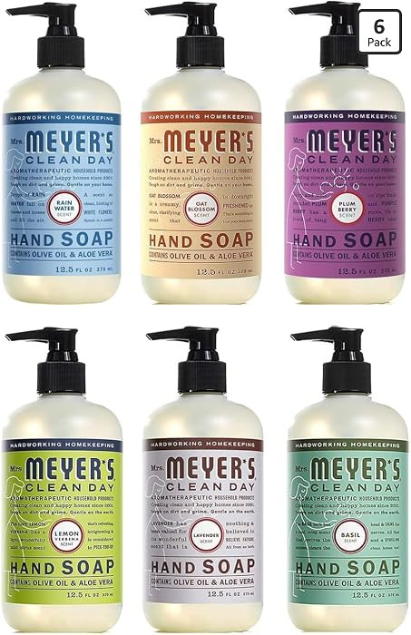 Mrs. Meyer's Clean Day Liquid Hand Soap 6 Scent Variety, Lavender, Rainwater, Oat Blossom, Plumbe... | Amazon (US)