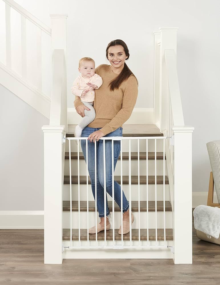 Regalo 2-in-1 Extra Tall Easy Swing Stairway and Hallway Walk Through Baby Gate, White | Amazon (US)