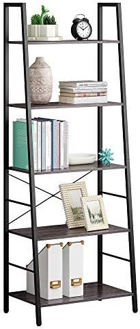 JEROAL 5 Tier Ladder Shelf, Wooden Leaning Bookshelf, Storage Display Shelves, Open Bookcase with... | Amazon (US)