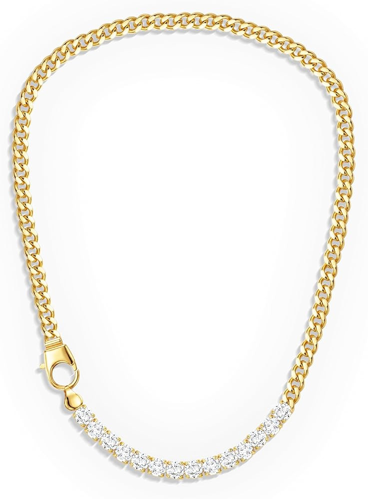 IMBOS 14K Gold Plated Chunky Chain Choker Necklaces for Women Chunky Gold Necklace Tennis Necklac... | Amazon (US)